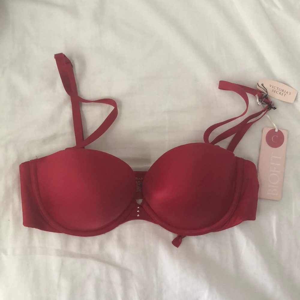 NWT Victoria secret red strapless bra 32C